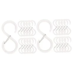 Cabilock 32 Pcs Clo Drop Buckle Shaped White Clothes With Coat Bags Wreath Heavy Wardrobe Kitchen Kitchenware Bathroom Home Design Organization Hanging Storage Purse Hat Back S Hanger