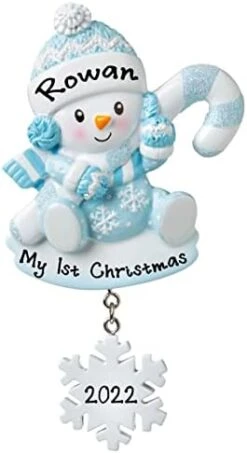 2022 New Baby Decorating Christmas Lights On Tree Personalized Baby`s First Christmas Hanging Tree Ornament New Born Baby Gift-Free Personalized (Blue Snow Baby) -Department 56 Shop 316LPPGx DL. AC