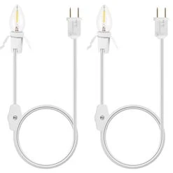 SURAIELEC Christmas Village Lights, 6ft Accessory Cord With One Led Light Bulb, Blow Mold Replacement Lights With Switch, C7 Light Cord For Christmas Decorations, Craft Projects, UL Listed, Set Of 2