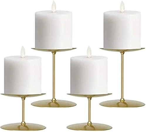 Jiyimi Christmas Candelabras Gold Candle Holders Set Of 4 Round Plate For Tables Fireplace Floor Centerpieces Metal Iron Candlestick For Pillar Candles 8 Jiyimi Christmas Candelabras Gold Candle Holders Set Of 4 Round Plate For Tables Fireplace Floor Centerpieces Metal Iron Candlestick For Pillar Candles - Image 8
