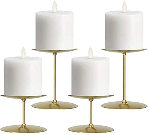 Jiyimi Christmas Candelabras Gold Candle Holders Set Of 4 Round Plate For Tables Fireplace Floor Centerpieces Metal Iron Candlestick For Pillar Candles 1 Jiyimi Christmas Candelabras Gold Candle Holders Set Of 4 Round Plate For Tables Fireplace Floor Centerpieces Metal Iron Candlestick For Pillar Candles