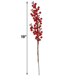 Winemana 5 Pcs 19" Christmas Red Berries Stems, Picks Christmas Tree Decoration, Artificial Christmas Red Berry For DIY Crafts Wreath Garland Christmas Ornaments Vase Decor -Department 56 Shop 31BwD9TqRVL