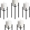 Jiyimi Christmas Fireplace Candelabras Wax Geometric Candleholder Set Of 5 Black Straight Triangle Iron Candlestick For LED Pillar Candle Centerpieces Table -Department 56 Shop 31CNUnniP2S