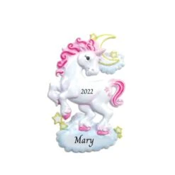 2023 Personalized Christmas Tree Ornament For Kids - White Sparkle Unicorn Customized Merry Christmas Ornament - Glittered Keepsake For Girls