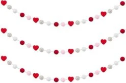 3 Pcs Valentine's Day Felt Ball & Heart Garlands- Grey, White & Red Felt Pom Pom And Felt Heart Hanging Ornaments For Valentine's Day, Anniversary, Wedding, Party Decors, Memorial Gifts -Department 56 Shop 31E1bjVRgdL. AC