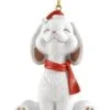 Whimsical White Bunny Christmas Ornament Figurine Holiday Collectible - Happy Bunny Collection - Bunny Lover Gifts For Women, Christmas Tree Ornaments, Bunny Christmas Ornaments