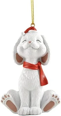 Whimsical White Bunny Christmas Ornament Figurine Holiday Collectible - Happy Bunny Collection - Bunny Lover Gifts For Women, Christmas Tree Ornaments, Bunny Christmas Ornaments -Department 56 Shop 31Fub06LlfL. AC