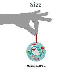 Let's Make Memories - Personalized Christmas Ornament - Santa Shark Round Ornament - Customize With Any Name - Made Of Wood - Includes Ribbon - 3" Round -Department 56 Shop 31G4TPbrIQL