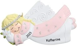 Personalized Angel Christmas Ornament - Angel Ornaments For Christmas Tree, Guardian Angel Gifts, Angel Watching Over You, Merry Christmas From Heaven - Cute Angel Pink - Free Customization -Department 56 Shop 31G4rJZ9yL. AC