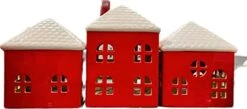 Holiday Ceramic Village - Christmas Decoration - Red/White - LED Light-up - Set Of 5 -Department 56 Shop 31Jq2VIcTcL