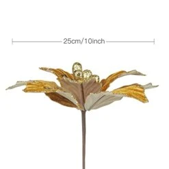 KI Store Gold Velvet Christmas Tree Flower Decoration 6pcs 10-Inch Sequined Christmas Poinsettia Flower Picks For Xmas Tree Wreath Garland -Department 56 Shop 31L3fY888oL