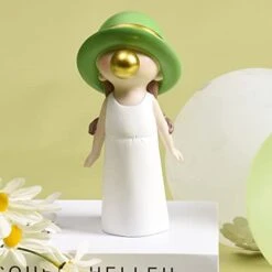 Kakizzy Little Girl Statues For Home Decor, Cute Shelf Decor Accents Modern Indoor Decorations For Office Decor Small Nick Nacks White Resin Sculptures Home Decorations For Living Room, C-Girl Green -Department 56 Shop 31MRD02EGwL