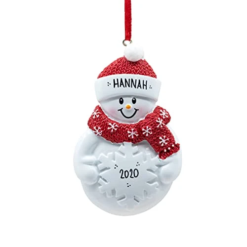 UniqXmas Personalized Snowman Figurine Christmas Ornament 2023 - Free Handwritten Customization | Snowman With Snowflake Red Santa Hat & Scarf For Xmas Tree | Unique Keepsake - Custom Name & Year 1 UniqXmas Personalized Snowman Figurine Christmas Ornament 2023 - Free Handwritten Customization | Snowman With Snowflake Red Santa Hat & Scarf For Xmas Tree | Unique Keepsake - Custom Name & Year