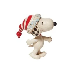 Enesco Peanuts By Jim Shore Snoopy With A Christmas Cap Miniature Figurine, 3 Inch, Multicolor