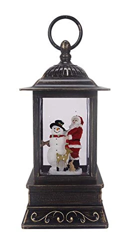 Christmas Light-Up Snow Globe Lantern, 10.5", Santa, Snowman, Deer 3 Christmas Light-Up Snow Globe Lantern, 10.5", Santa, Snowman, Deer - Image 3