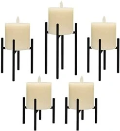 Jiyimi Christmas Fireplace Candelabras Wax Geometric Candleholder Set Of 5 Black Straight Triangle Iron Candlestick For LED Pillar Candle Centerpieces Table -Department 56 Shop 31ZBQ84KBaS