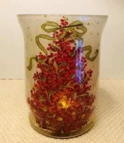 Romance Lights Tealight Candle Holder - Handmade Hurricane Glass Candle Holder For Home Décor, Table Centerpiece, Weddings - With Flameless Flickering LED Candle - Red Christmas Tree, 6” By 5” -Department 56 Shop 31anjblgiHL. AC