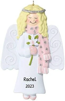 Personalized Angel Christmas Ornament - Angel Ornaments For Christmas Tree, Guardian Angel Gifts, Angel Watching Over You, Merry Christmas From Heaven - Cute Angel Pink - Free Customization -Department 56 Shop 31cttLI4gWL. AC