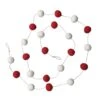 De Kulture Handmade Premium Wool Felt Large POM POM Garland Eco Friendly Christmas Tree Ornament, Home Office Wedding Party Holiday Decoration Banner | 96 Inches (RED & Off White)