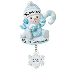 2022 New Baby Decorating Christmas Lights On Tree Personalized Baby`s First Christmas Hanging Tree Ornament New Born Baby Gift-Free Personalized (Blue Snow Baby) -Department 56 Shop 31h8KkNFWgL