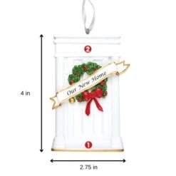 2023 Personalized White Door With Wreath Christmas Tree Ornament-First Home Family House Glitter Door Artisanal Customized Ornament-Free Personalization -Department 56 Shop 31kfOKUPkGL