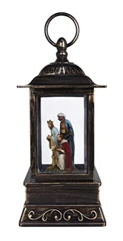 OPPORTUNITIES Decorative Christmas Lantern With Nativity Wisemen, 10.5”