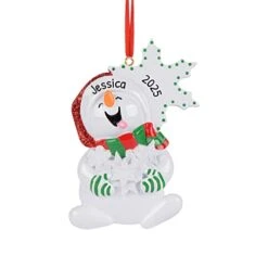Personalized Snowman Christmas Ornaments - Snowman Ornaments 2022, Frosty Snowman Ornaments, Frosty Friends Ornaments, Snow Buddies 2022 Ornament - Catching Snowflakes - Free Customization