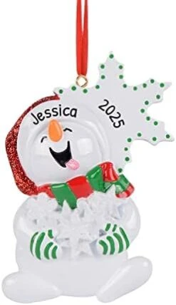 Personalized Snowman Christmas Ornaments - Snowman Ornaments 2022, Frosty Snowman Ornaments, Frosty Friends Ornaments, Snow Buddies 2022 Ornament - Catching Snowflakes - Free Customization -Department 56 Shop 31nFX5l8ZcL. AC