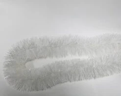 CareCheer 25 Feet Christmas Tree Tinsel Garland Metallic Twist Garland Sparkly Foil Streamer For Mardi Gras Parade Floats Christmas New Year Wedding Birthday, 4" X 25' (White)