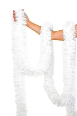 2 Packs White Super Duper Thick Tinsel Garland 50 Ft Total (Two Strands Each 25 Ft Long) (White, 50 Ft. (Two 25 Ft Tinsels) 2 Bags -Department 56 Shop 31spBY4mntL