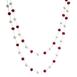 De Kulture Handmade Premium Wool Felt Large POM POM Garland Eco Friendly Christmas Tree Ornament, Home Office Wedding Party Holiday Decoration Banner | 96 Inches (RED & Off White) -Department 56 Shop 31tREh0BOUL