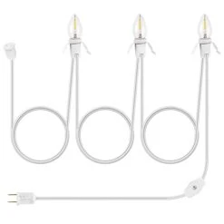 SURAIELEC 9ft Christmas Village Lights, Accessory Cord With 3 LED Light Bulbs, End To End Connection, Blow Mold Replacement Lights With Switch, C7 Light Cord For Holiday Decorations, UL Listed