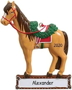 Personalized Horseback Riding Ornament - Equestrian Christmas Ornaments, Ranch Christmas Ornament, Horse Ornament, Equine Gifts For Horse Lovers - Saddled Horse - Free Customization -Department 56 Shop 41 HbM7BxlL. AC