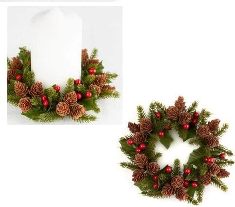 Factory Direct Craft Set Of 2 Artificial Frosted Fern Christmas Candle Rings Faux Winter Greenery Holiday Candle Rings For Pillar Candles - Use As A Small Christmas Wreath Decoration Too! 9 Factory Direct Craft Set Of 2 Artificial Frosted Fern Christmas Candle Rings Faux Winter Greenery Holiday Candle Rings For Pillar Candles - Use As A Small Christmas Wreath Decoration Too! - Image 9