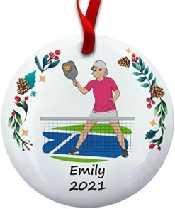 Personalized Blonde Female Pickleball Christmas Ornament -Department 56 Shop 410V3VOdReL. AC