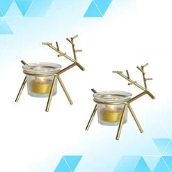 Holibanna 2 Pack Reindeer Tea Light Candle Holders Glass Votive Candle Holder Christmas Table Decorations Centerpieces For Party Dining -Department 56 Shop 410hNhWu0kL