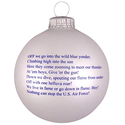 Christmas By Krebs 3 1/4" (80mm) Made In The USA Designer Seamless Silver Pearl Military Patriotic Glass Christmas Ball Keepsake Ornament, Air Force 2 Christmas By Krebs 3 1/4" (80mm) Made In The USA Designer Seamless Silver Pearl Military Patriotic Glass Christmas Ball Keepsake Ornament, Air Force - Image 2