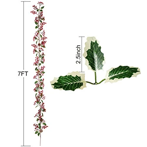 DearHouse 7FT Red Berry Christmas Garland With Pine Cone Garland Artificail Garland Indoor Outdoor Garden Gate Home Decoration For Winter Holiday New Year Decor 5 DearHouse 7FT Red Berry Christmas Garland With Pine Cone Garland Artificail Garland Indoor Outdoor Garden Gate Home Decoration For Winter Holiday New Year Decor - Image 5