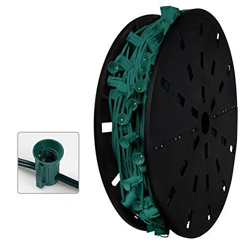 Brightown Commercial 500 FT C9/E17 Christmas Light Sockets Set Spool, UL Listed C9 Sockets Patio String Lights C9 Strands - 12 Spacing Green Wire 1 Brightown Commercial 500 FT C9/E17 Christmas Light Sockets Set Spool, UL Listed C9 Sockets Patio String Lights C9 Strands - 12 Spacing Green Wire