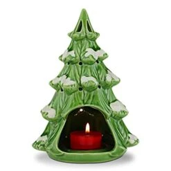 STAR MOON Ceramic Tealight Candle Holder Fragrance Candle Warmer For Christmas Decoration/Aromatherapy In Home/Dorm/Office-Snow Falls In Christmas Tree