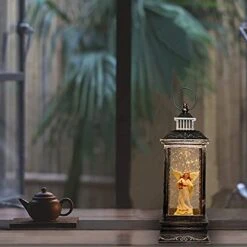 Christmas Water Glittering Snowing Globe Lantern Night Light With Music Plug-in And Battery Operated Gift For Birthday Xmas Valentines’ Day Mother's Day Children's Day Thanks-Giving 12 Inches -Department 56 Shop 412VmmpTjGS