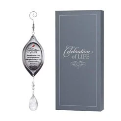 Celebration Of Life Sympathy Ornament With Crystal Pendant- Thoughtful Bereavement Gift To Comfort Grieving Heart (Crystal Bottom)