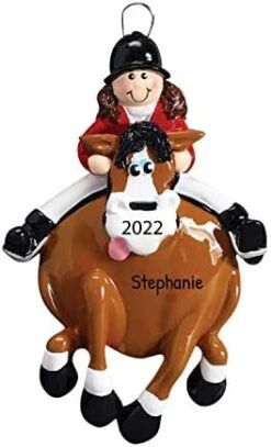 Personalized Horseback Riding Ornament - Equestrian Christmas Ornaments, Ranch Christmas Ornament, Horse Ornament, Equine Gifts For Horse Lovers - Saddled Horse - Free Customization -Department 56 Shop 413DdoMEatL. AC