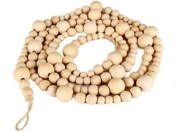 Anntool Wooden Beaded Garland Christmas 7.2 Feet Garland Boho Decorations Wall Hanging Farmhouse Home Decor Rustic Country Holiday Decoration (2 Pack/Total 14.4ft) -Department 56 Shop 413IaXk3xuL. AC
