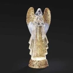 Christmas By Roman Inc., Confetti Lites Collection, 12.7" H LED Swirl Confetti Light Gold Angel With , Lantern, Snow Globe, Holiday Home Décor, Santa, Cardinal, Nutcracker, Snowman, Reindeer (4x4x12)