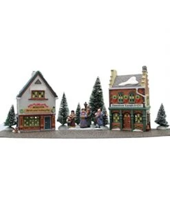 Department 56 Start A Tradition Set Of 13 Town Square Shops With Carolers, Trees, Road & Snow 58327