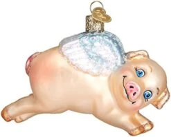 Old World Christmas Ornaments: Snowy Pig Glass Blown Ornaments For Christmas Tree (12419) -Department 56 Shop 414lanGscfL. AC