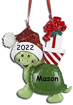 Personalized Christmas Ornament Turtle In Santa Hat Hanging Christmas Tree Ornament - 3.75 Inches 4 Personalized Christmas Ornament Turtle In Santa Hat Hanging Christmas Tree Ornament - 3.75 Inches - Image 4