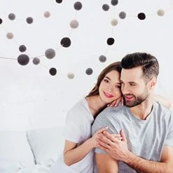 Glaciart One Wool Felt Ball Garland - Pom Pom Garland - 9 Feet, 40 Balls, 4 Monochrome Colors, Pom Pom Decorations, Nursery Decor, Bunting, Birthday Party Decorations, Easter, Photo Prop -Department 56 Shop 415dFK3JqvL