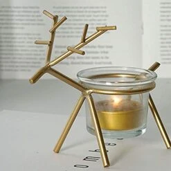 Holibanna 2 Pack Reindeer Tea Light Candle Holders Glass Votive Candle Holder Christmas Table Decorations Centerpieces For Party Dining -Department 56 Shop 415zAFFrqQL
